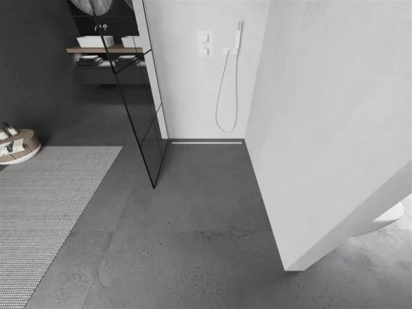 MEXEN/S - KIOTO Sprchová zástena WALK-IN 80 x 200, transparent/čierny vzor 8 mm, biela 800-080-101-20-77
