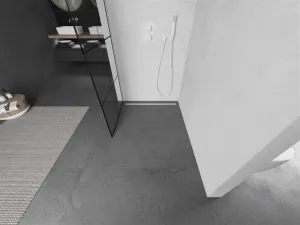 MEXEN/S - KIOTO Sprchová zástena WALK-IN 80 x 200, transparent/čierny vzor 8 mm, biela 800-080-101-20-77