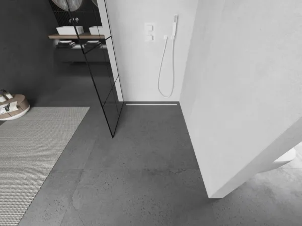 MEXEN/S - KIOTO Sprchová zástena WALK-IN 90 x 200, transparent/čierny vzor 8 mm, biela 800-090-101-20-77