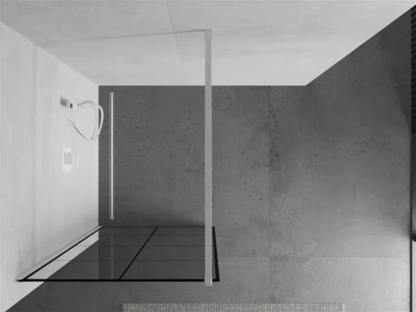 MEXEN/S - KIOTO Sprchová zástena WALK-IN 90 x 200, transparent/čierny vzor 8 mm, biela 800-090-101-20-77
