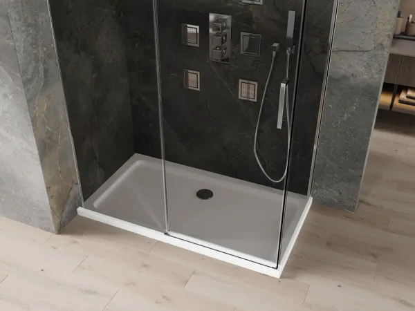 MEXEN/S - Omega sprchovací kút 130 x 70, grafit, chróm + vanička vrátane sifónu 825-130-070-01-40-4010