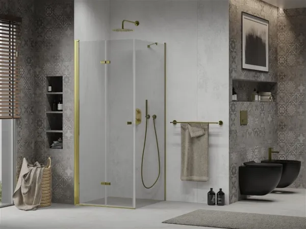 MEXEN/S - LIMA sprchovací kút 80x80, transparent, zlatá 856-080-080-50-00