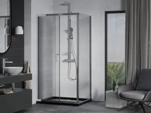 MEXEN/S - Apia Sprchovací kút 110x100, transparent, chróm + vanička so sifónom 840-110-100-01-00-4070