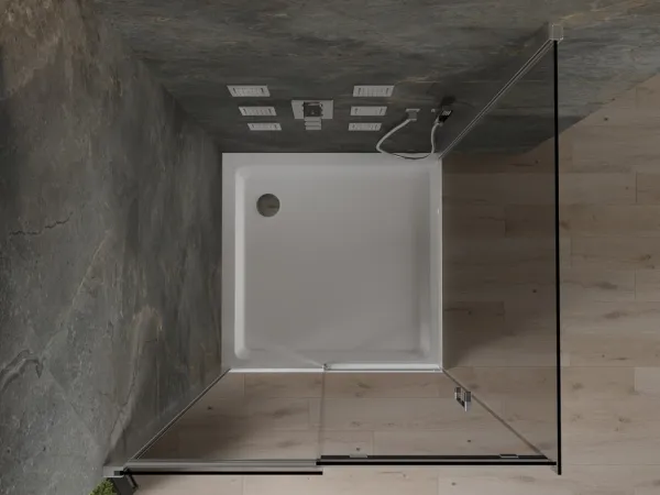 MEXEN/S - Omega sprchovací kút 100 x 100, grafit, chróm + vanička vrátane sifónu 825-100-100-01-40-4010