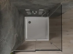 MEXEN/S - Omega sprchovací kút 100 x 100, grafit, chróm + vanička vrátane sifónu 825-100-100-01-40-4010