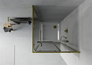 MEXEN/S - Rio sprchovací kút štvorec 80x80, grafit, zlatá + biela vanička so sifónom 860-080-080-50-40-4010G