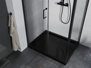 MEXEN/S - Apia Sprchovací kút 110x80, transparent, čierna + vanička so sifónom 840-110-080-70-00-4070B