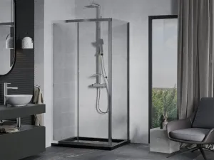 MEXEN/S - Apia Sprchovací kút 110x100, transparent, chróm + vanička so sifónom 840-110-100-01-00-4070