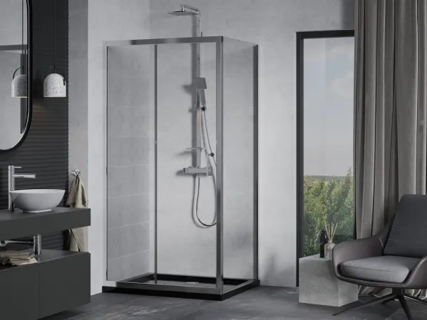 MEXEN/S - Apia Sprchovací kút 130x80, transparent, chróm + vanička so sifónom 840-130-080-01-00-4070