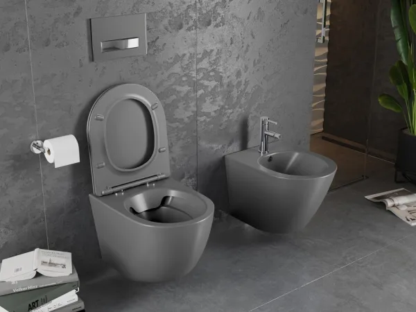 MEXEN - Závesná WC misa vrátane sedátka s slow-slim čierna matná 30224071
