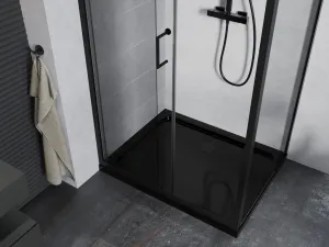 MEXEN/S - Apia Sprchovací kút 130x70, transparent, čierna + vanička so sifónom 840-130-070-70-00-4070B