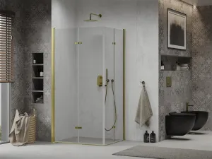 MEXEN/S - Lima Duo Lima Duo sprchovací kút 90 x 80, transparent, zlatý 856-090-080-50-00-02