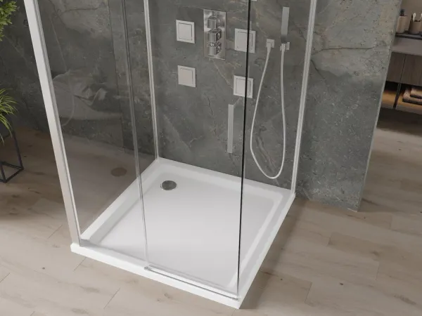 MEXEN/S - OMEGA sprchovací kút 3-stenný 100x100, transparent, chróm + vanička vrátane sifónu 825-100-100-01-00-3s-4010