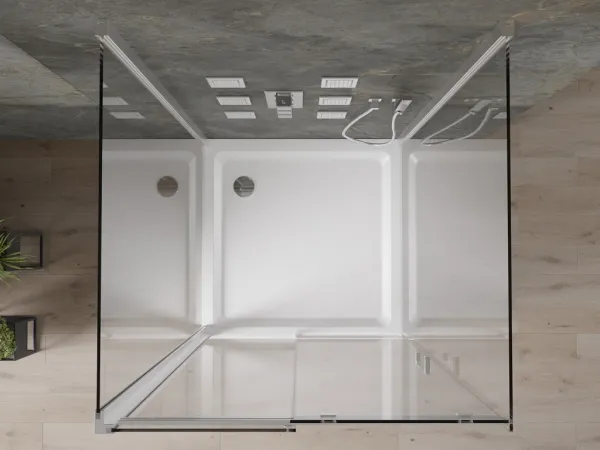 MEXEN/S - OMEGA sprchovací kút 3-stenný 100x100, transparent, chróm + vanička vrátane sifónu 825-100-100-01-00-3s-4010