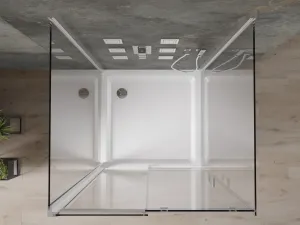 MEXEN/S - OMEGA sprchovací kút 3-stenný 100x100, transparent, chróm + vanička vrátane sifónu 825-100-100-01-00-3s-4010