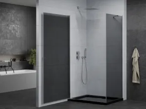 MEXEN/S - Pretória sprchovací kút 80x100, grafit, chróm + sprchová vanička vrátane sifónu 852-080-100-01-40-4070