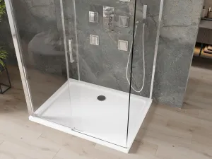 MEXEN/S - OMEGA sprchovací kút 3-stenný 110x80, transparent, chróm + vanička vrátane sifónu 825-110-080-01-00-3s-4010