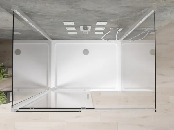 MEXEN/S - OMEGA sprchovací kút 3-stenný 110x80, transparent, chróm + vanička vrátane sifónu 825-110-080-01-00-3s-4010