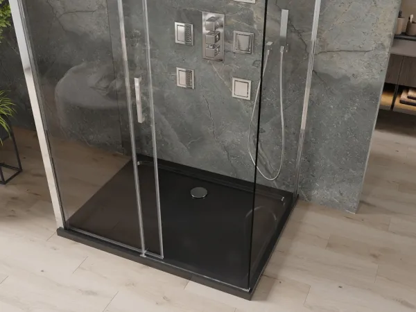 MEXEN/S - OMEGA sprchovací kút 3-stenný 130x80, transparent, chróm + vanička vrátane sifónu 825-130-080-01-00-3s-4070