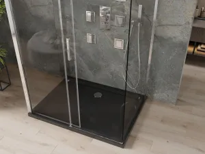 MEXEN/S - OMEGA sprchovací kút 3-stenný 130x80, transparent, chróm + vanička vrátane sifónu 825-130-080-01-00-3s-4070