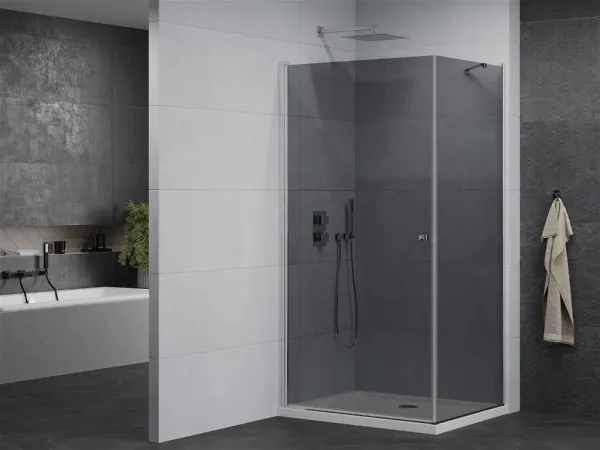 MEXEN/S - Pretória sprchovací kút 80x70, grafit, chróm + sprchová vanička vrátane sifónu 852-080-070-01-40-4010