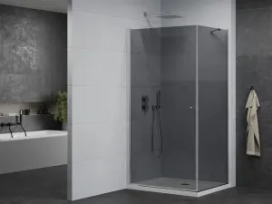 MEXEN/S - Pretória sprchovací kút 80x70, grafit, chróm + sprchová vanička vrátane sifónu 852-080-070-01-40-4010