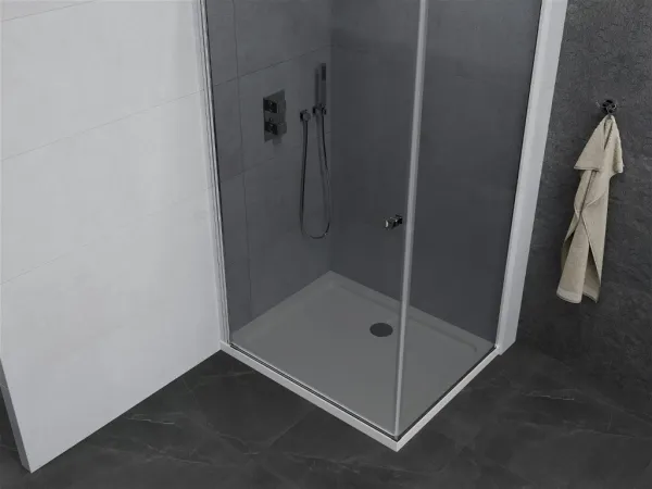 MEXEN/S - Pretória sprchovací kút 70x80, grafit, chróm + sprchová vanička vrátane sifónu 852-070-080-01-40-4010