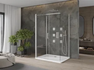 MEXEN/S - OMEGA sprchovací kút 3-stenný 100x90, transparent, chróm + vanička vrátane sifónu 825-100-090-01-00-3s-4010