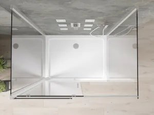 MEXEN/S - OMEGA sprchovací kút 3-stenný 110x100, transparent, chróm + vanička vrátane sifónu 825-110-100-01-00-3s-4010