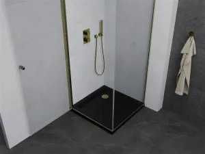 MEXEN/S - Pretória sprchovací kút 70x70, transparent, zlatá + sprchová vanička vrátane sifónu 852-070-070-50-00-4070G