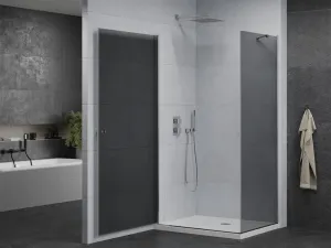 MEXEN/S - Pretória sprchovací kút 70x80, grafit, chróm + sprchová vanička vrátane sifónu 852-070-080-01-40-4010