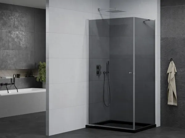 MEXEN/S - Pretória sprchovací kút 100x80, grafit, chróm + sprchová vanička vrátane sifónu 852-100-080-01-40-4070