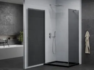 MEXEN/S - Pretória sprchovací kút 80x90, grafit, chróm + sprchová vanička vrátane sifónu 852-080-090-01-40-4070