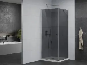 MEXEN/S - Pretória sprchovací kút 80x80, grafit, chróm + sprchová vanička vrátane sifónu 852-080-080-01-40-4010