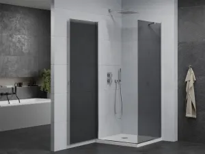MEXEN/S - Pretória sprchovací kút 80x80, grafit, chróm + sprchová vanička vrátane sifónu 852-080-080-01-40-4010