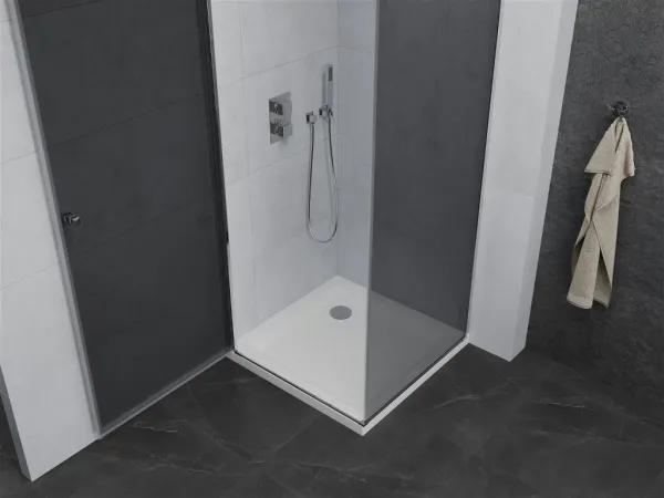 MEXEN/S - Pretória sprchovací kút 80x80, grafit, chróm + sprchová vanička vrátane sifónu 852-080-080-01-40-4010