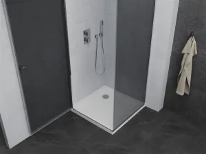 MEXEN/S - Pretória sprchovací kút 80x80, grafit, chróm + sprchová vanička vrátane sifónu 852-080-080-01-40-4010