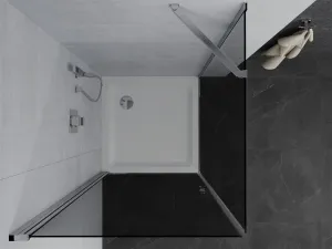 MEXEN/S - Pretória sprchovací kút 80x80, grafit, chróm + sprchová vanička vrátane sifónu 852-080-080-01-40-4010