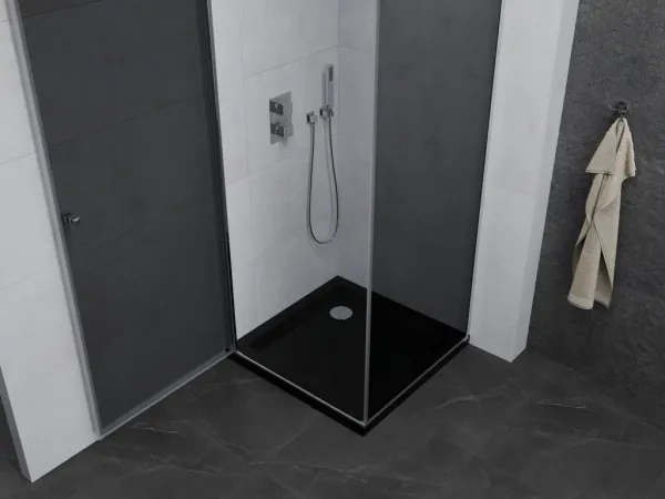 MEXEN/S - Pretória sprchovací kút 80x80, grafit, chróm + sprchová vanička vrátane sifónu 852-080-080-01-40-4070