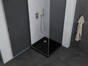 MEXEN/S - Pretória sprchovací kút 80x80, grafit, chróm + sprchová vanička vrátane sifónu 852-080-080-01-40-4070