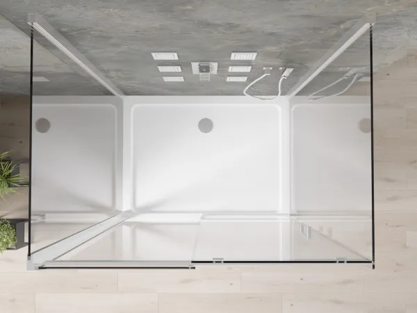 MEXEN/S - OMEGA sprchovací kút 3-stenný 110x100, transparent, chróm + vanička vrátane sifónu 825-110-100-01-00-3s-4010
