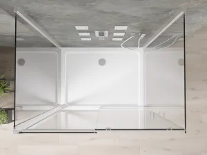 MEXEN/S - OMEGA sprchovací kút 3-stenný 110x100, transparent, chróm + vanička vrátane sifónu 825-110-100-01-00-3s-4010