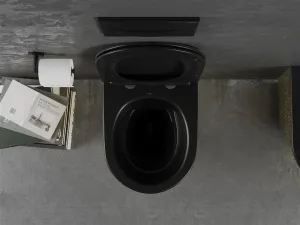 MEXEN - Lena Závesná WC misa vrátane sedátka s slow-slim, duroplast, čierna/zlatá vzor 30224078