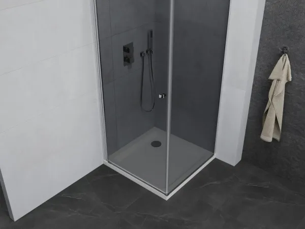 MEXEN/S - Pretória sprchovací kút 100x100, grafit, chróm + sprchová vanička vrátane sifónu 852-100-100-01-40-4010