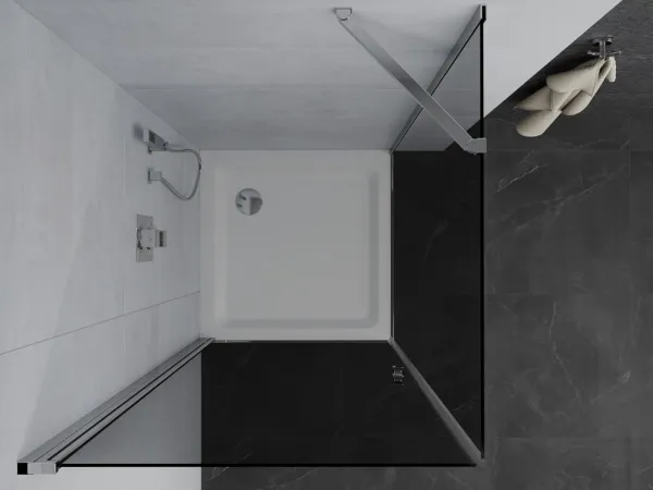 MEXEN/S - Pretória sprchovací kút 100x100, grafit, chróm + sprchová vanička vrátane sifónu 852-100-100-01-40-4010