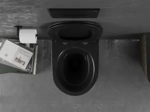 MEXEN - Lena Závesná WC misa vrátane sedátka s slow-slim, duroplast, čierna/zlatá vzor 30224079