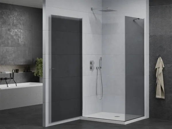 MEXEN/S - Pretória sprchovací kút 80x70, grafit, chróm + sprchová vanička vrátane sifónu 852-080-070-01-40-4010