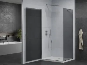 MEXEN/S - Pretória sprchovací kút 80x70, grafit, chróm + sprchová vanička vrátane sifónu 852-080-070-01-40-4010