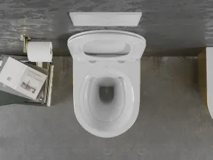 MEXEN - Lena Závesná WC misa vrátane sedátka s slow-slim, duroplast, biela/zlatá 30224006
