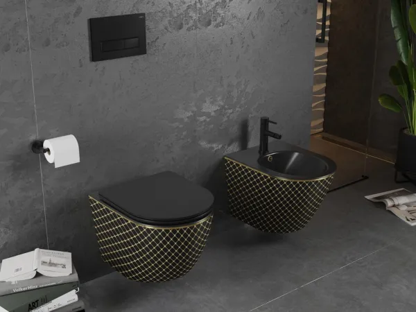 MEXEN - Lena bidet, čierna/zlatá vzor 35224879